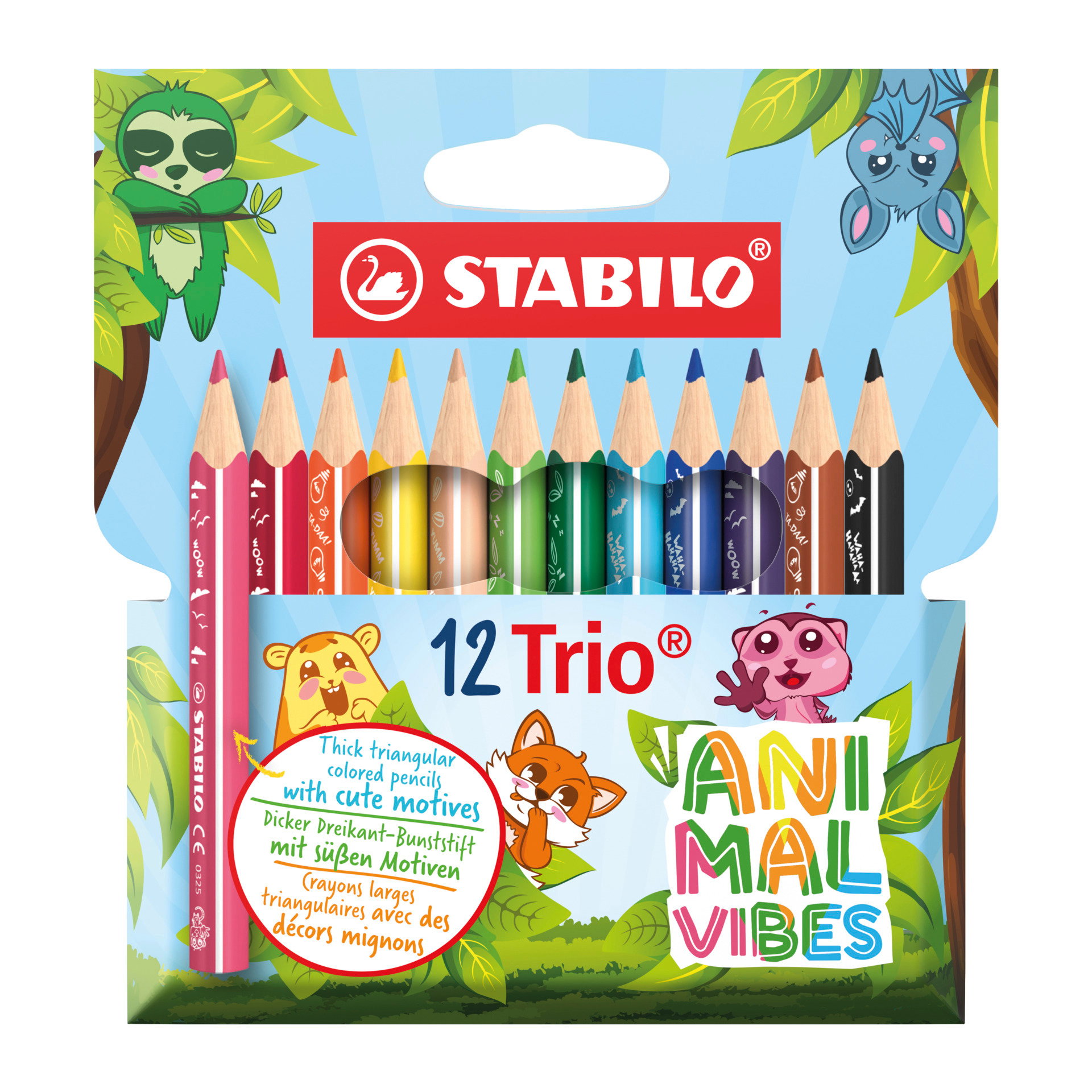 STABILO Trio thick short Animal Vibes Crayons de couleurs STABILO Trio thick short Animal Vibes