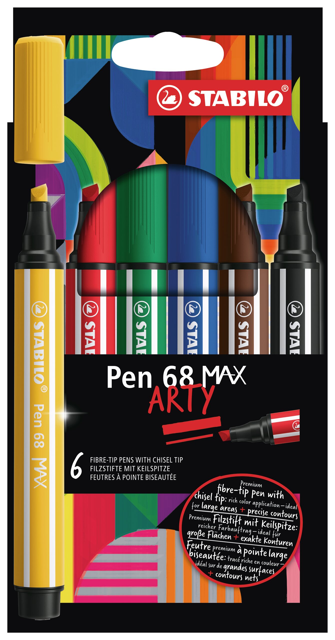 Premium-Filzstift mit dicker Keilspitze STABILO Pen 68 MAX Fasermaler STABILO Pen 68 MAX