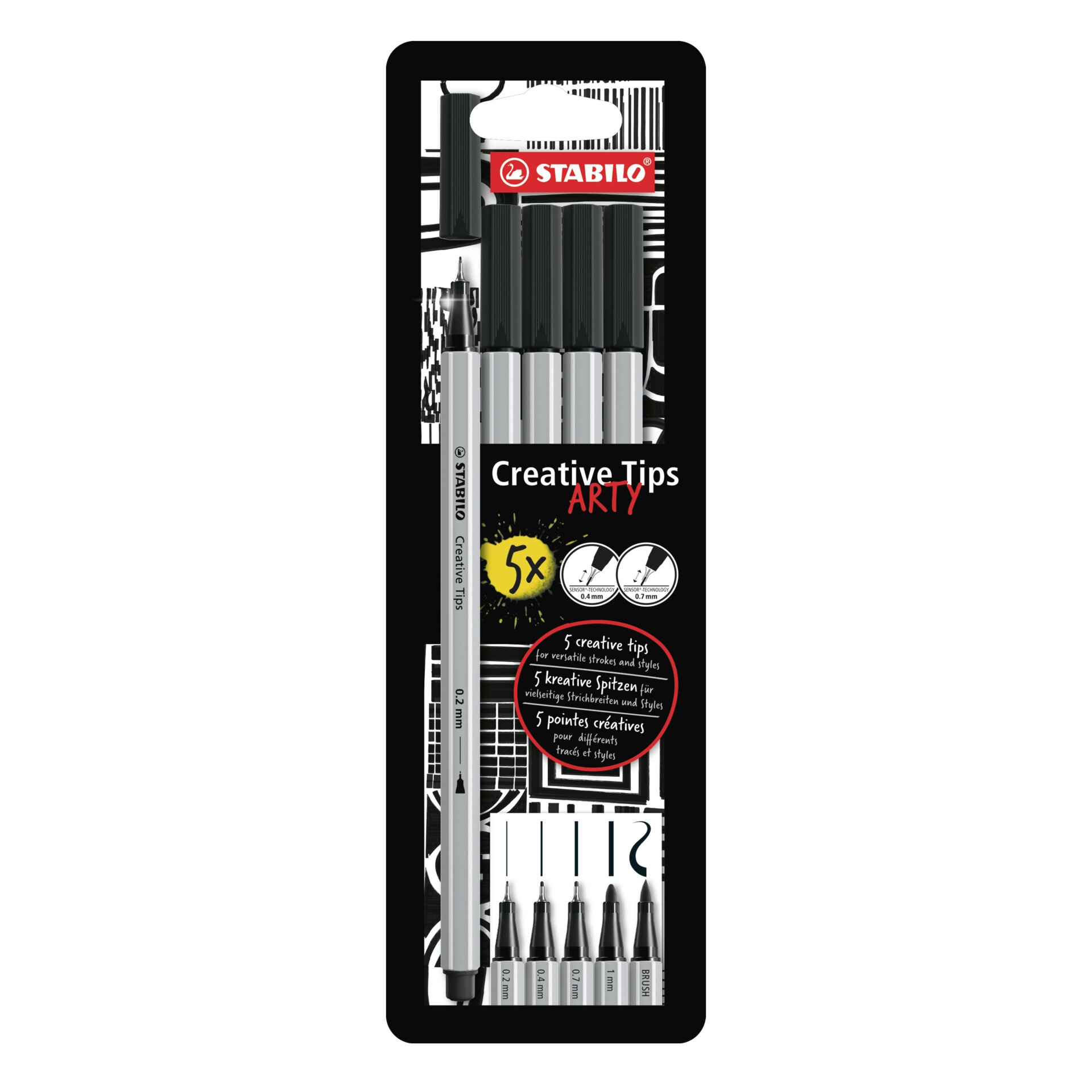 Feutres premium avec 5 pointes différentes STABILO Creative Tips feutres pointe fine