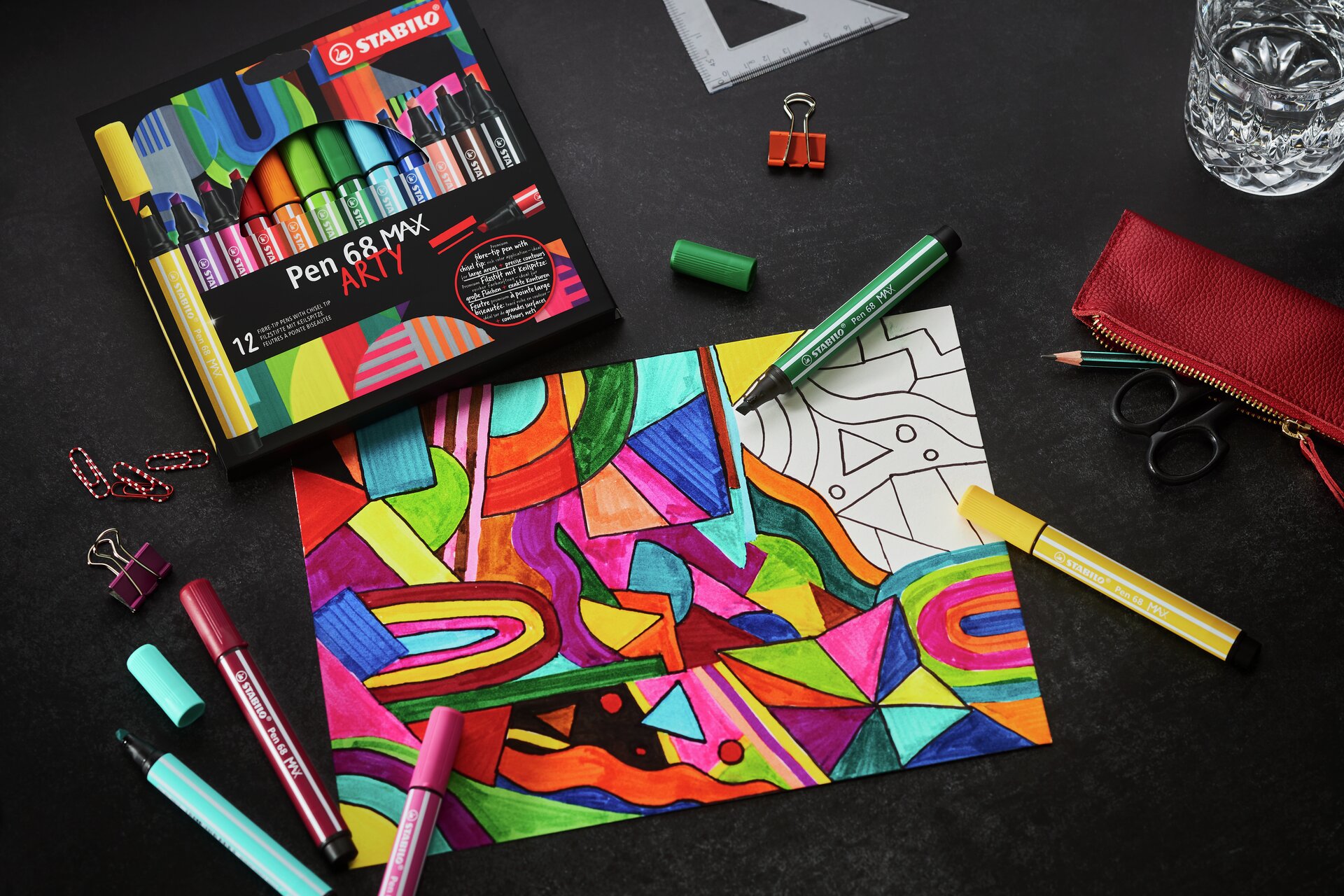 Fasermaler STABILO Pen 68 MAX, Malblock, Markers, Kunstpapier, Farbenstifte, Malset