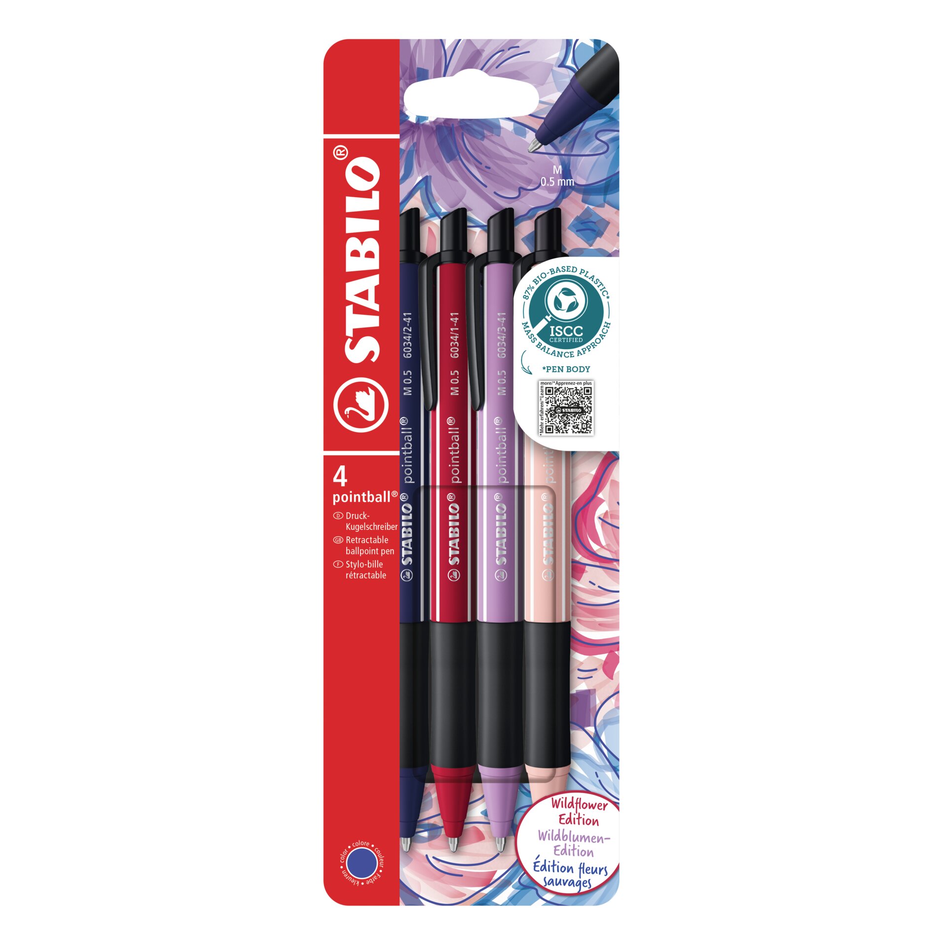Stylo-bille STABILO pointball NatureCOLORS Wildflower Stylos-bille STABILO pointball NatureCOLORS Wildflower