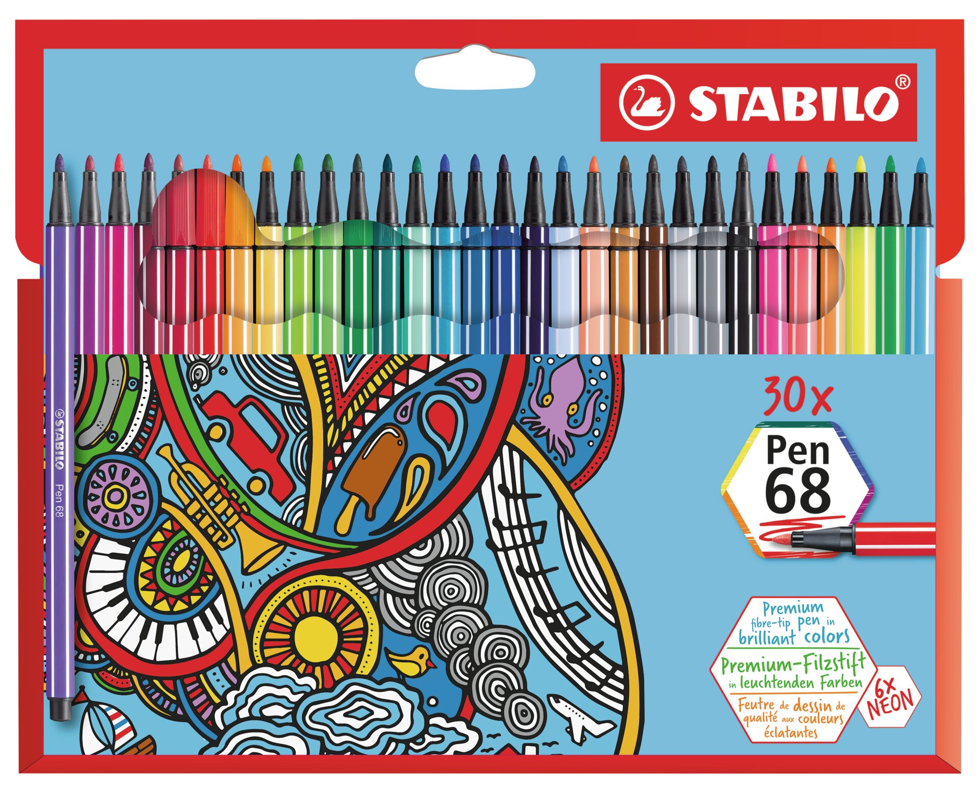 Fasermaler STABILO Pen 68, Buntstifte, Buntstiftset, 68er Farbstifte, Kunstset, Neonfarben