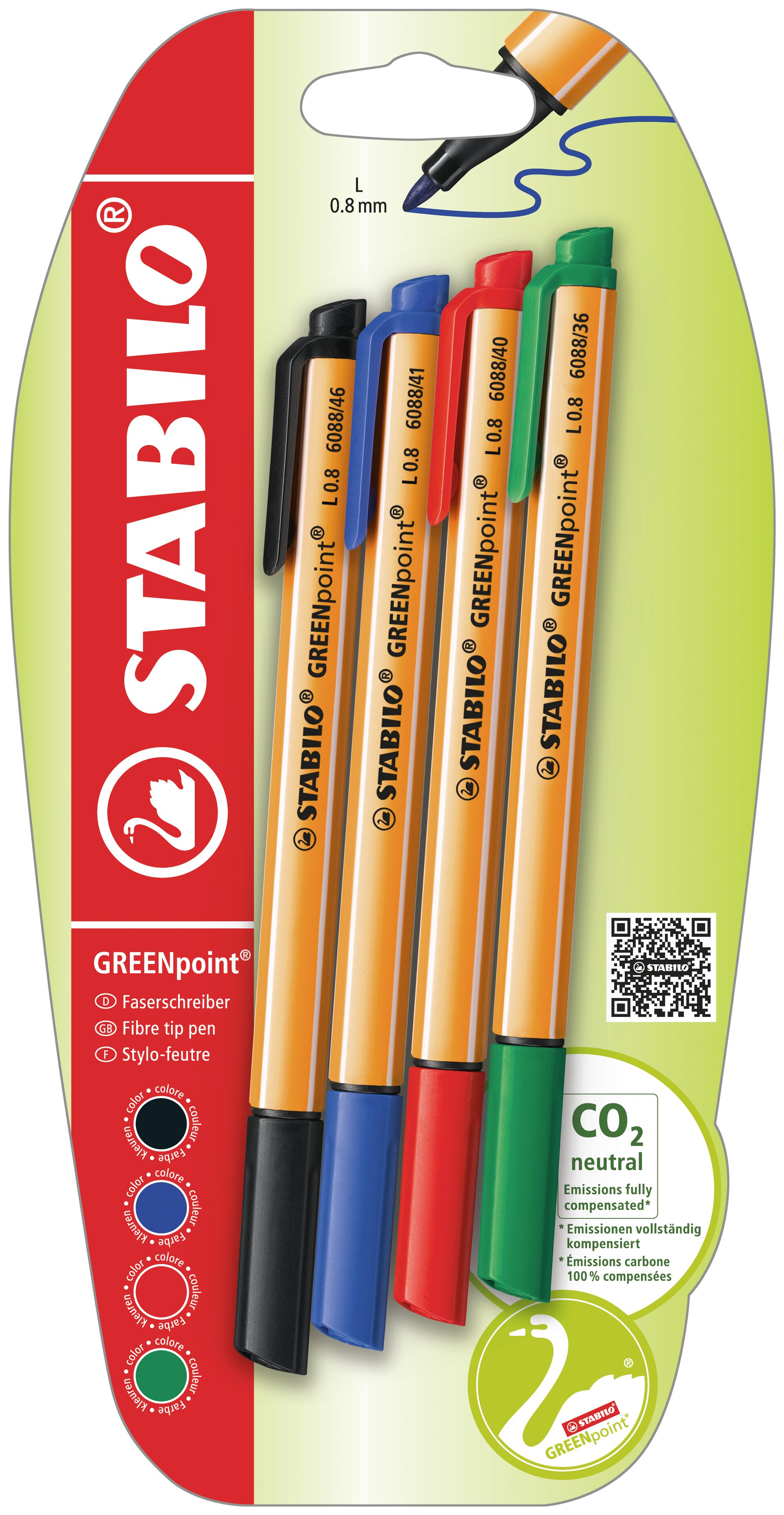 Značkovacie pero s vláknovým hrotom STABILO GREENpoint Jemná linka/Fiber- Tip Pen STABILO GREENpoint