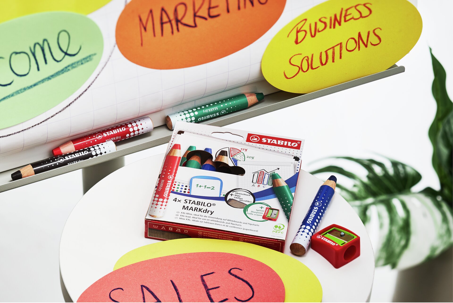 Marker STABILO MARKdry, Kreidefarben, Buntstifte, Bleistifte, Schultafelset, Paket