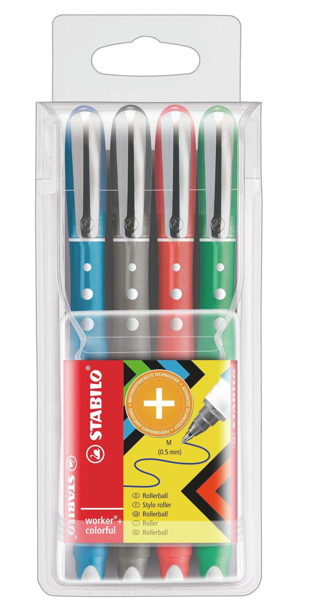 Tintenroller STABILO worker+ colorful, rollerball, fineliner, multicolor, set, refill