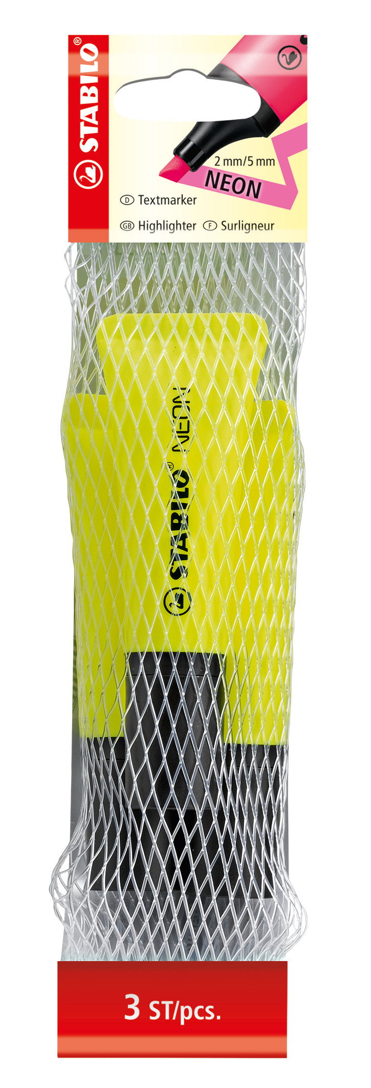 72/3-24 NEON yellow 3pcs pack zvýrazňovač STABILO NEON