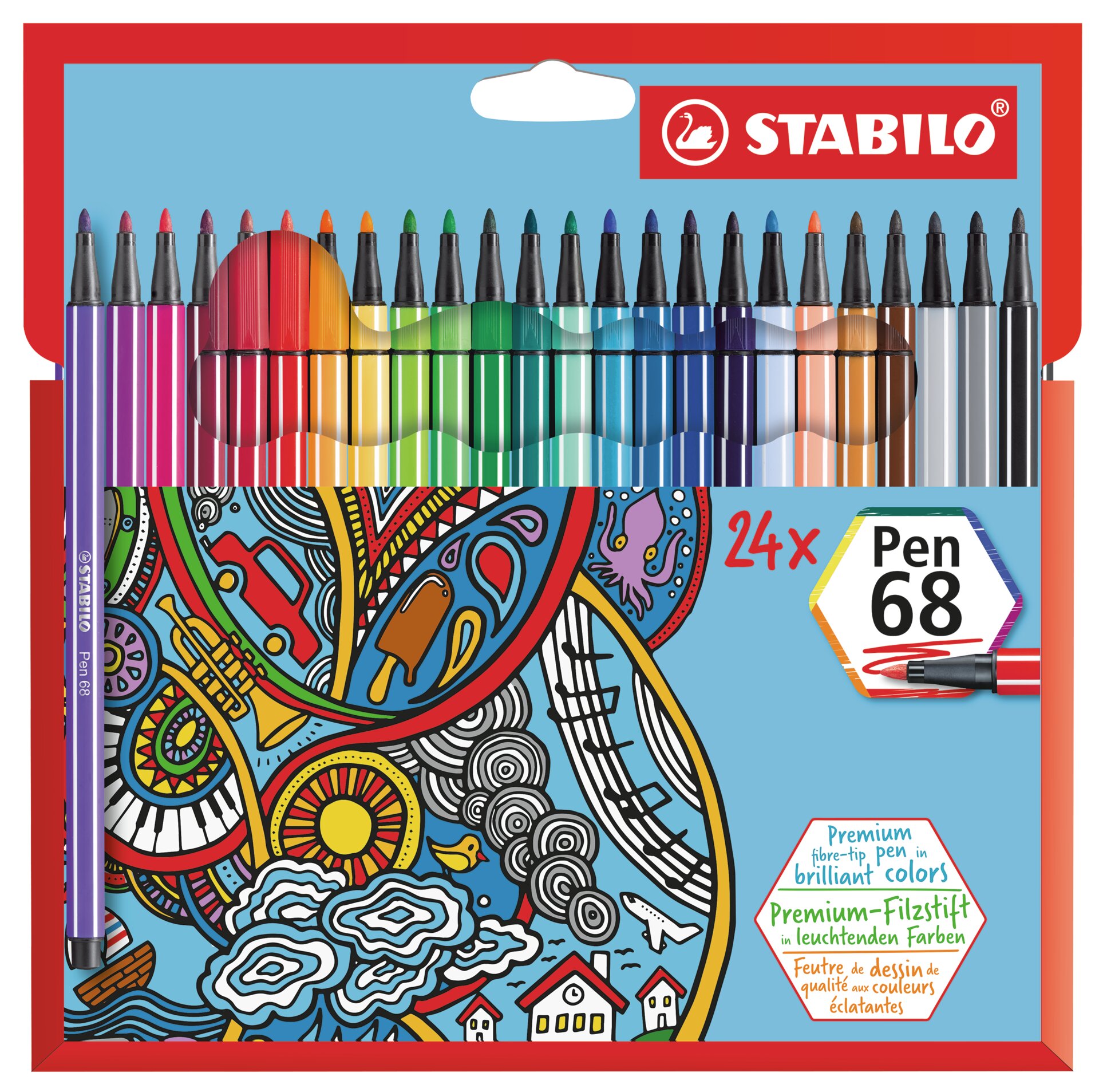 6824-7 Pen 68 24pcs wallet Fiber-Tip Pen STABILO Pen 68