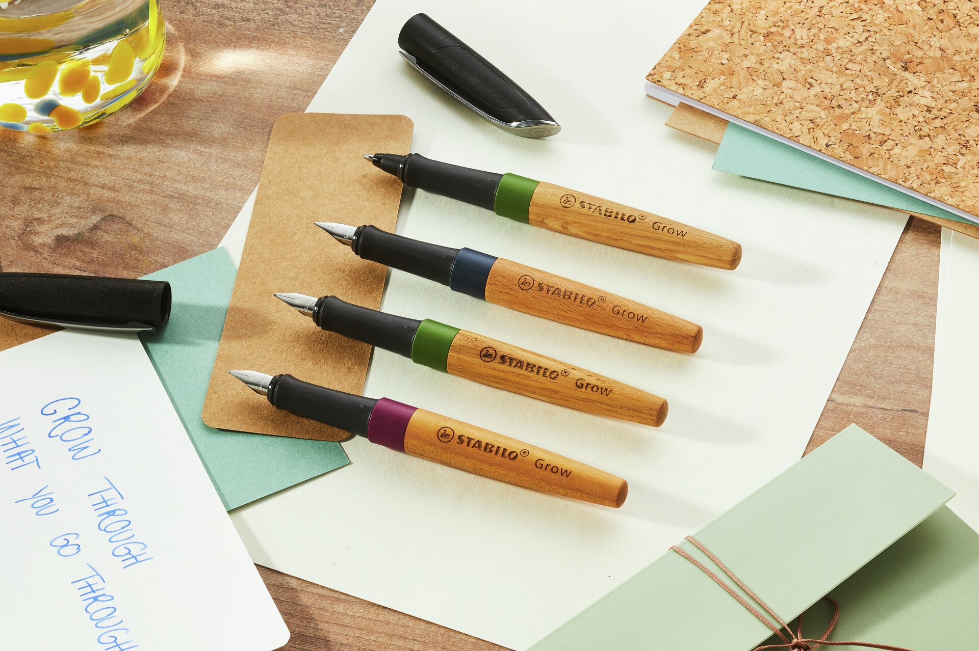 Kalligrafie-Stifte, Pinselstifte, Holzgriff, Stabilo Grow, Schreibset