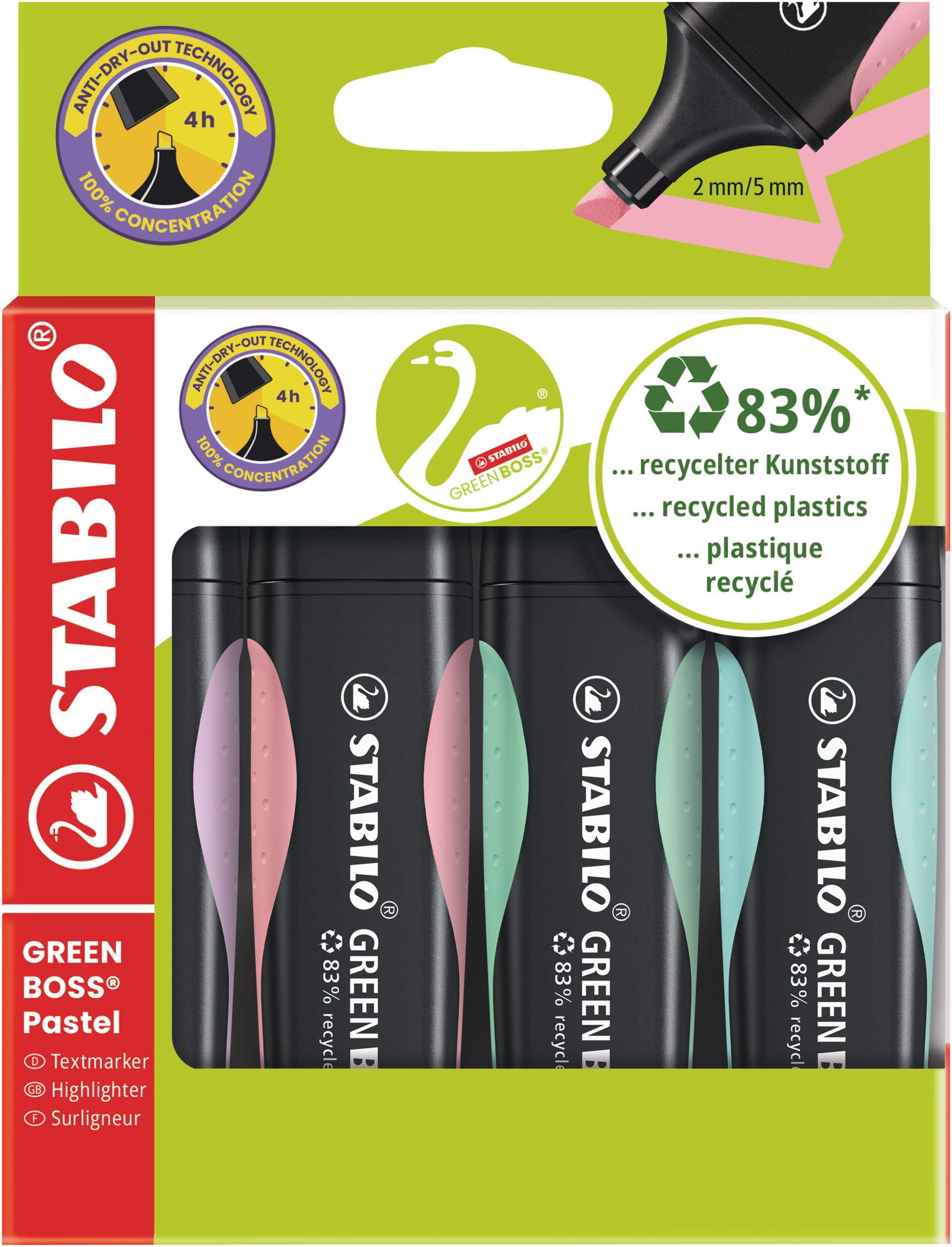 zvýrazňovač STABILO GREEN BOSS Pastel