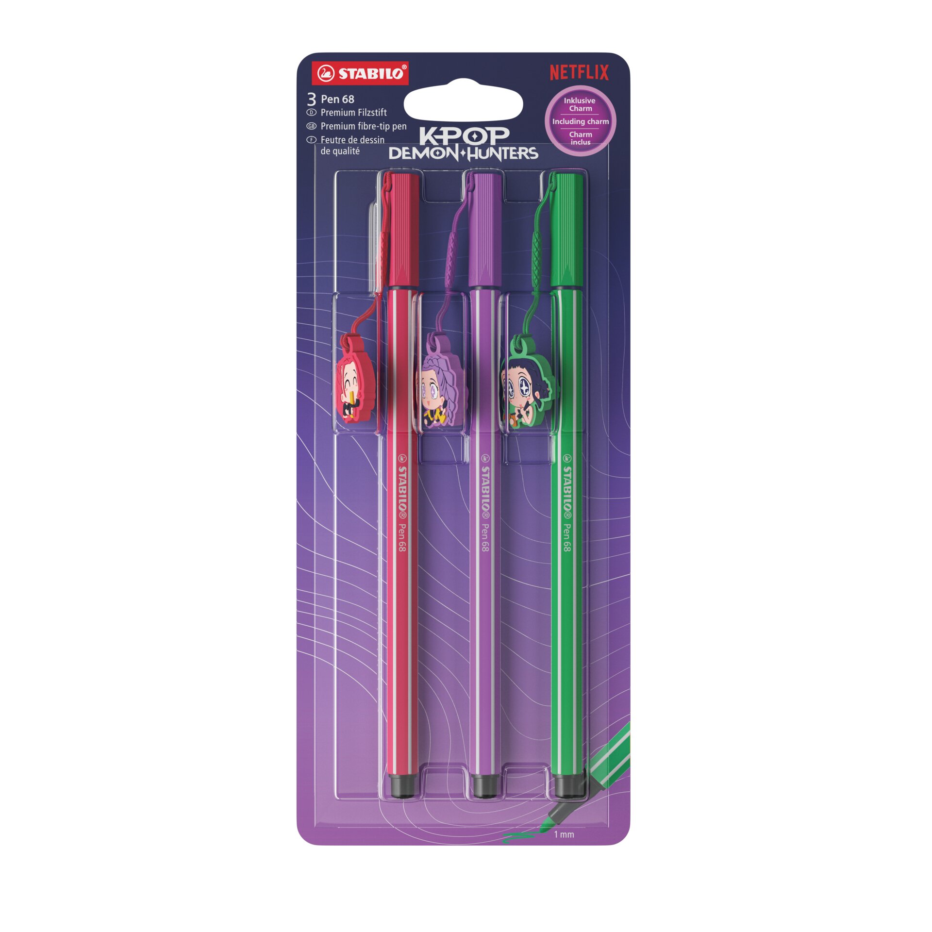 Premium flamaster STABILO Pen 68 KPop Demon Hunters Fibrowa końcówka STABILO Pen 68 KPop Demon Hunters