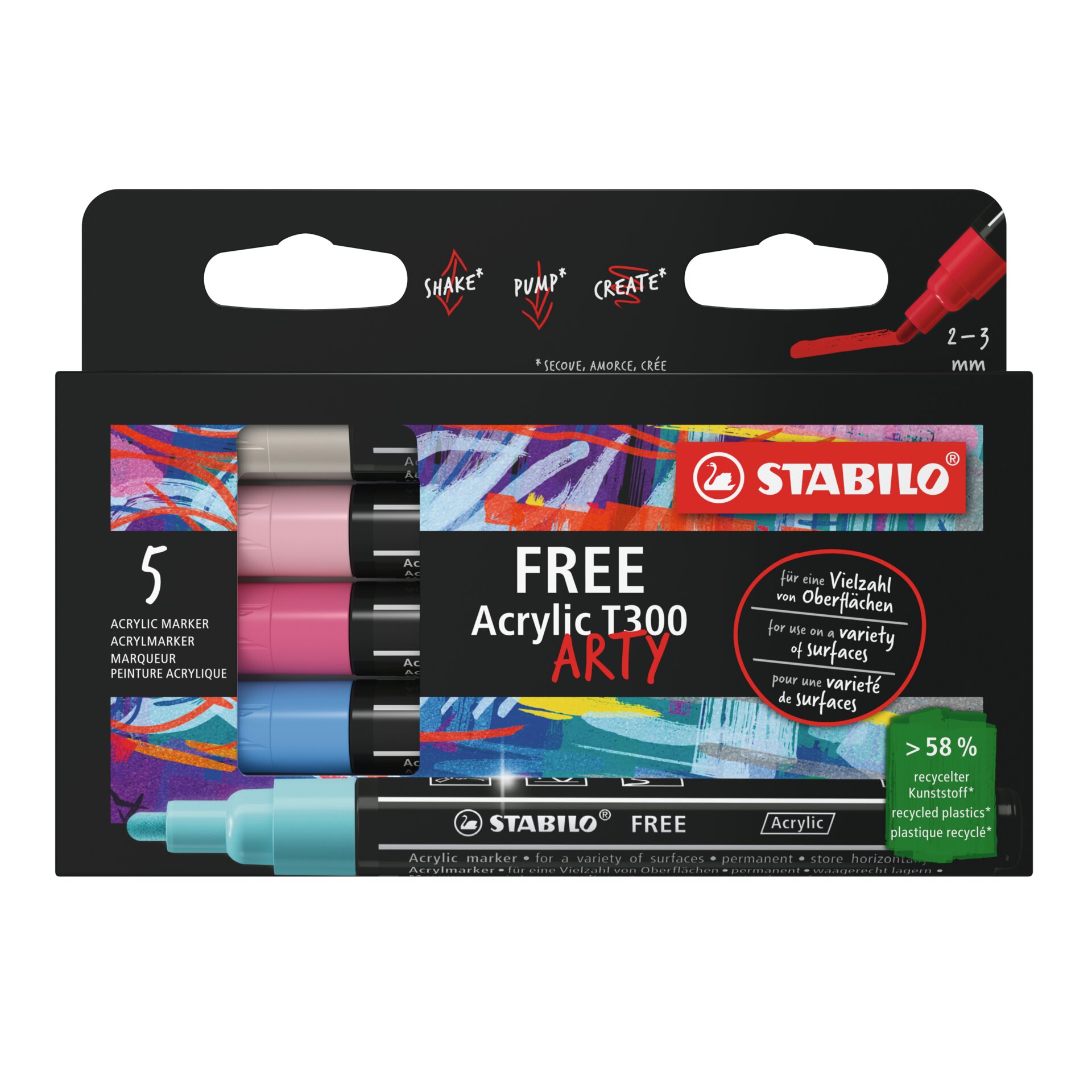 Marqueur peinture STABILO FREE Acrylic T300 Toutes surfaces STABILO FREE Acrylic T300