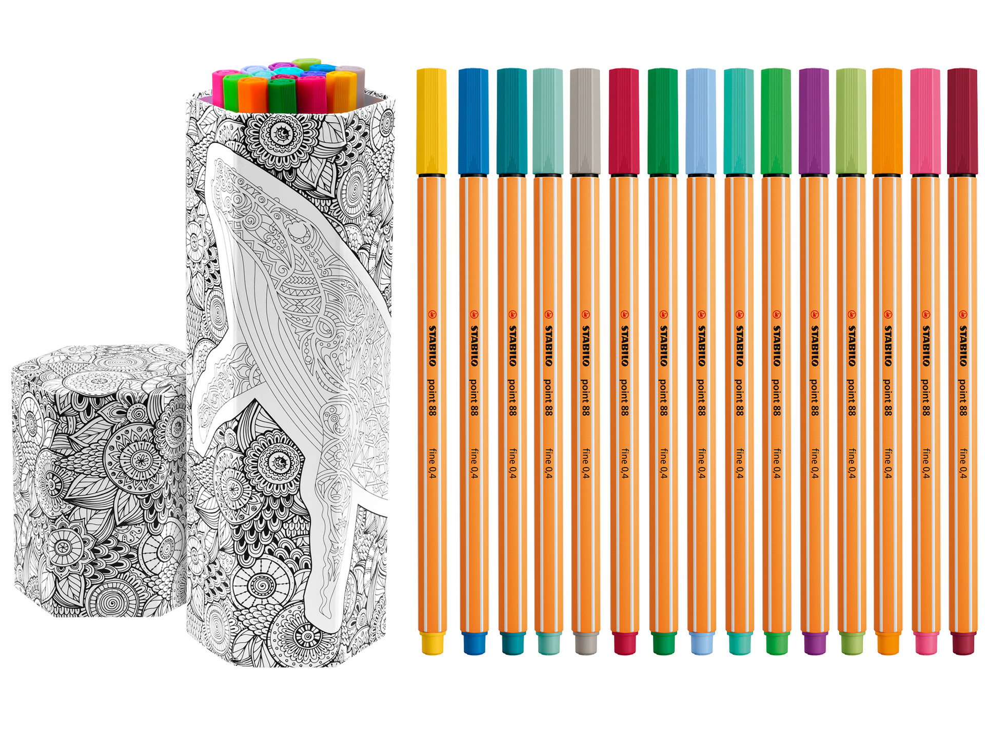 Fineliner STABILO point 88 15 pen colorable Set - CREATE YOUR OWN Whale Mandala Fineliner STABILO point 88 15 pen colorable Set - CREATE YOUR OWN Whale Mandala