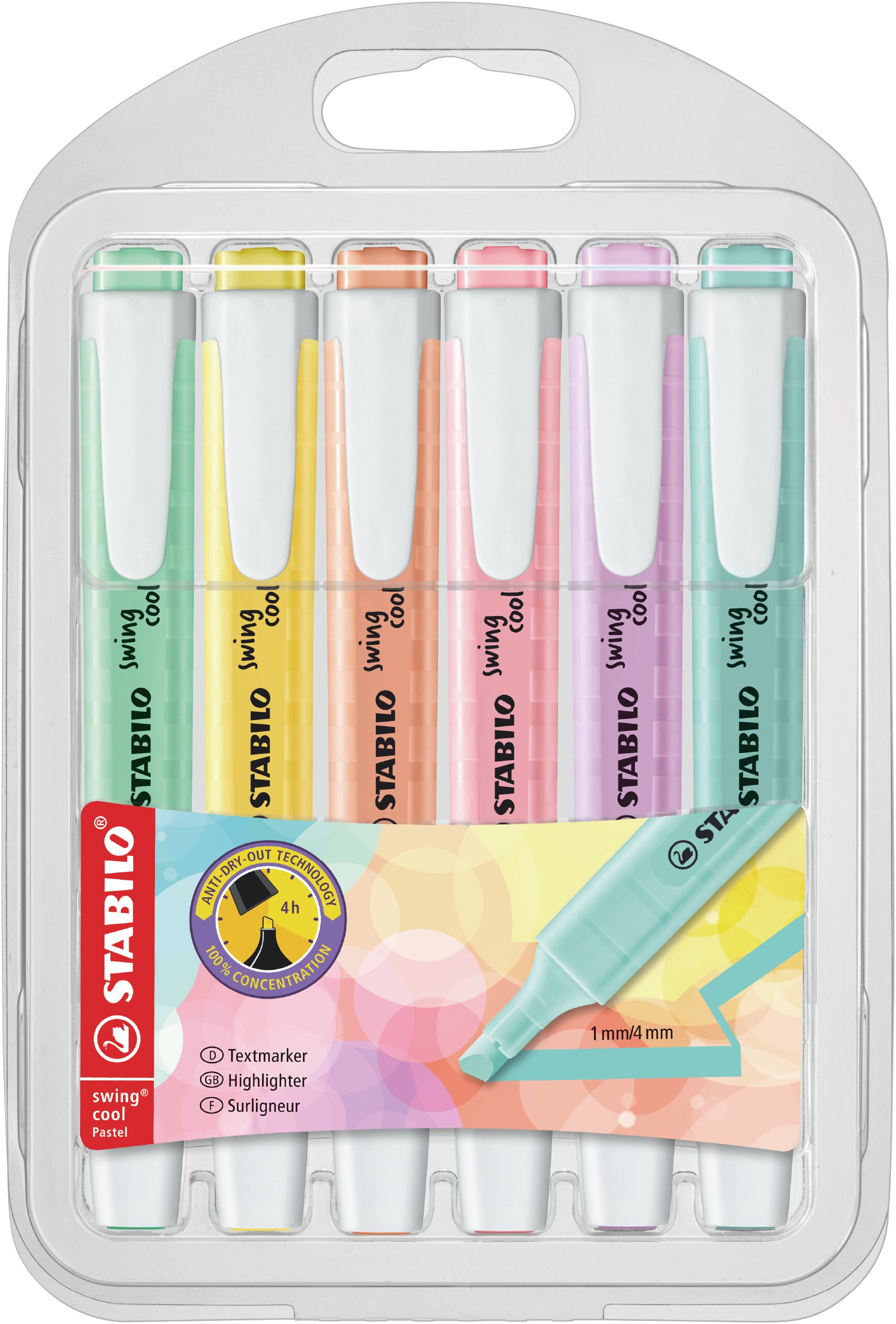 Surligneur format stylo STABILO swing cool Pastel Text Marqueurs STABILO swing cool Pastel