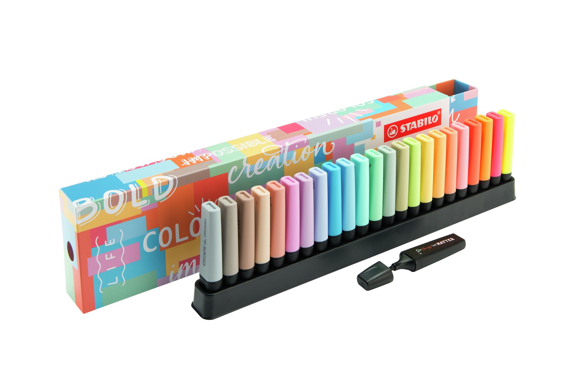 Surligneur STABILO BOSS ORIGINAL – 24 surligneurs personnalisés avec message – set de bureau Text Marqueurs STABILO BOSS ORIGINAL