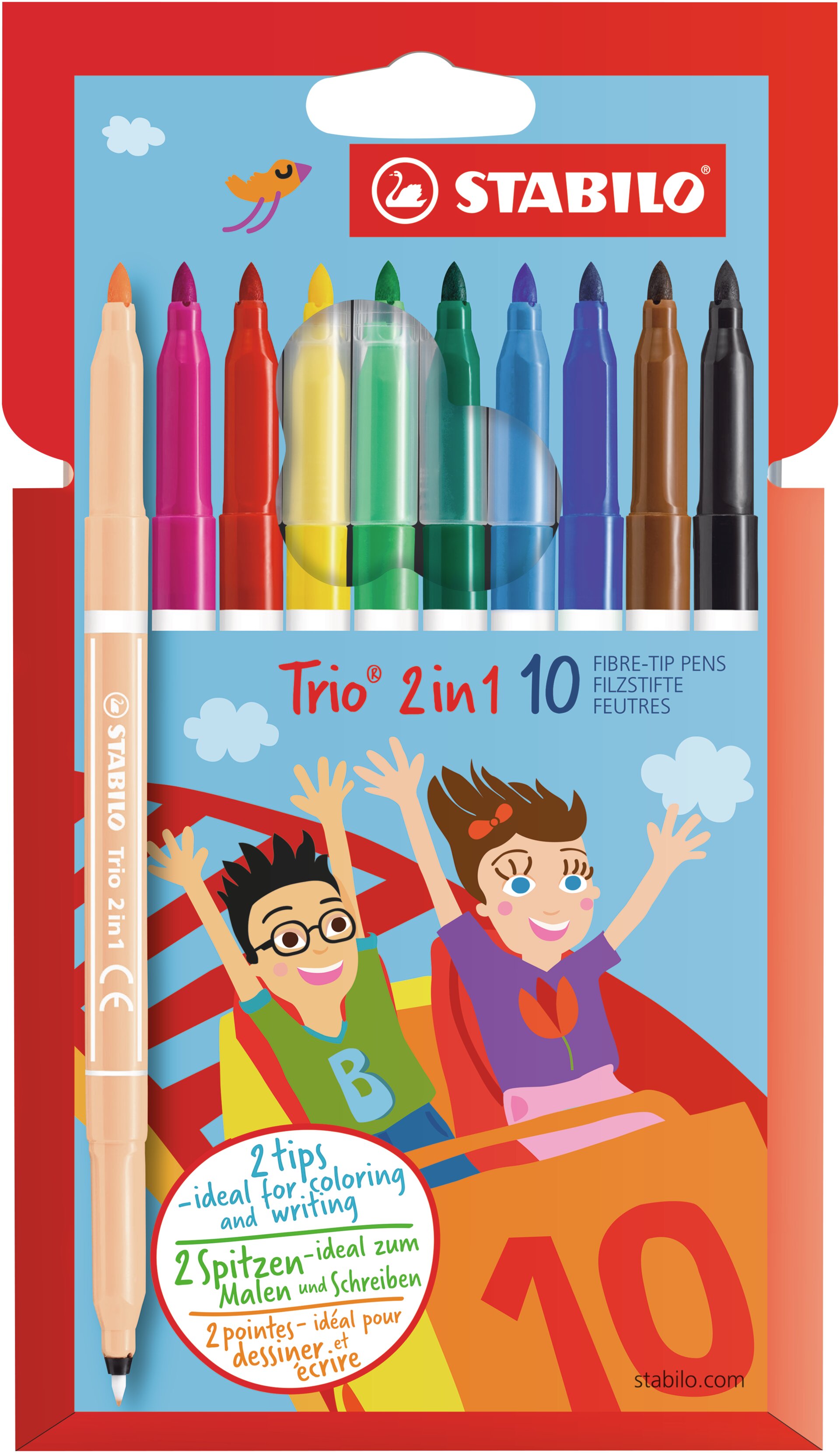 Filzstift und Fineliner in einem STABILO Trio 2 in 1 Fasermaler STABILO Trio 2 in 1