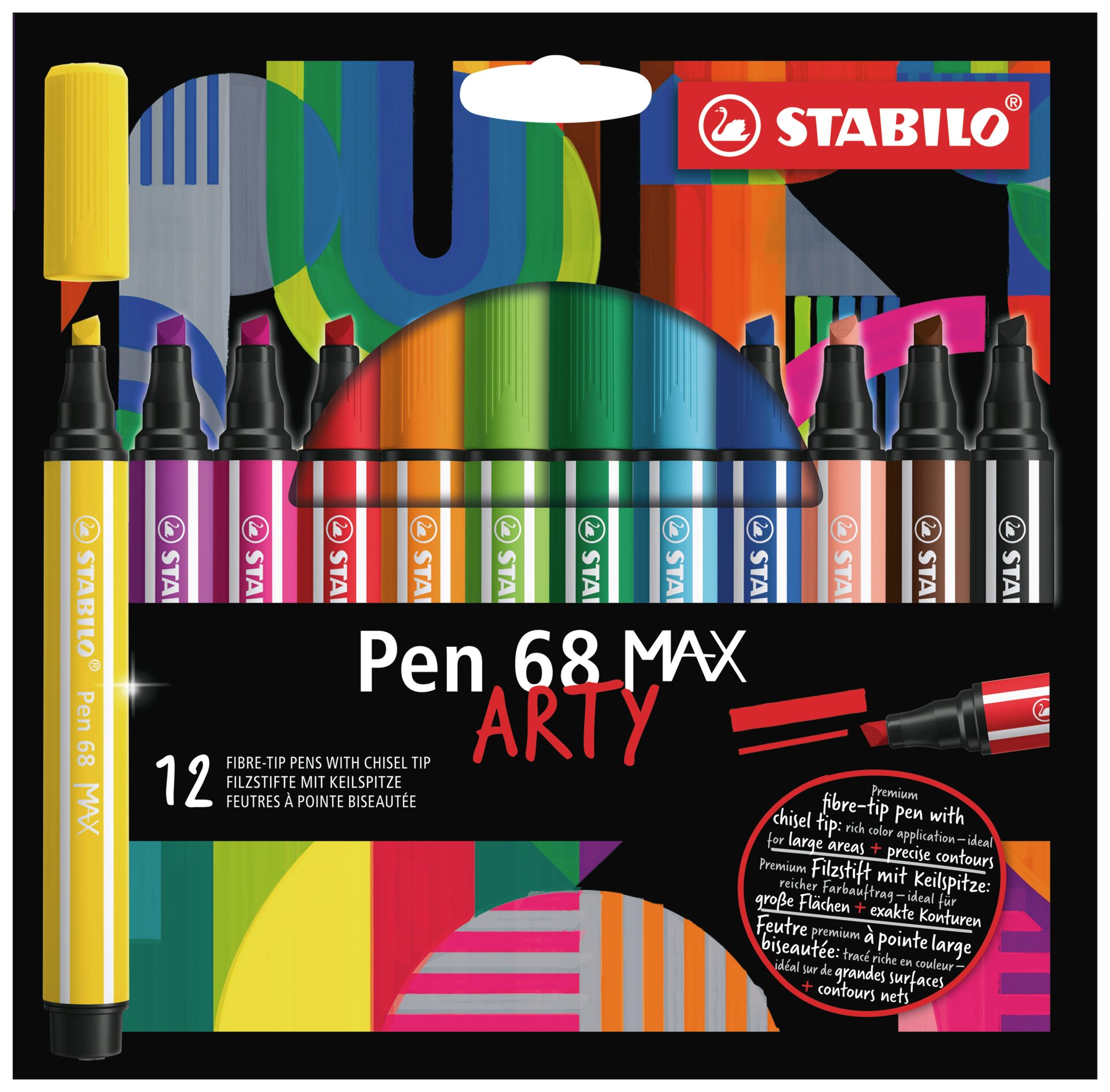 Premium-Filzstift mit dicker Keilspitze STABILO Pen 68 MAX Fasermaler STABILO Pen 68 MAX